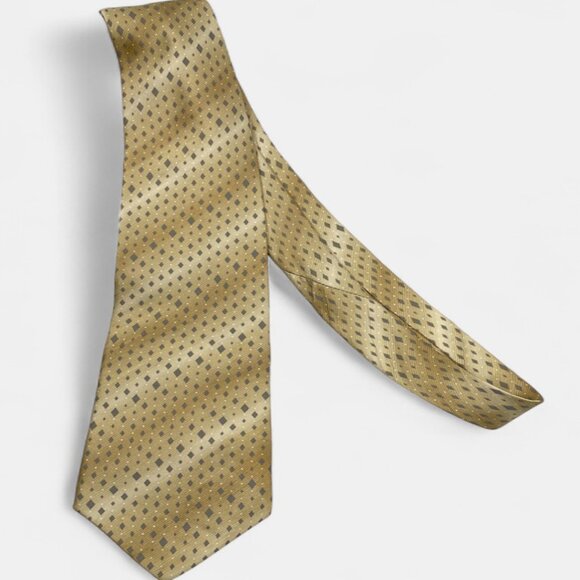 Van Heusen Silk Tie Geometric Tan Beige Formal Dress Diamonds - Picture 2 of 6